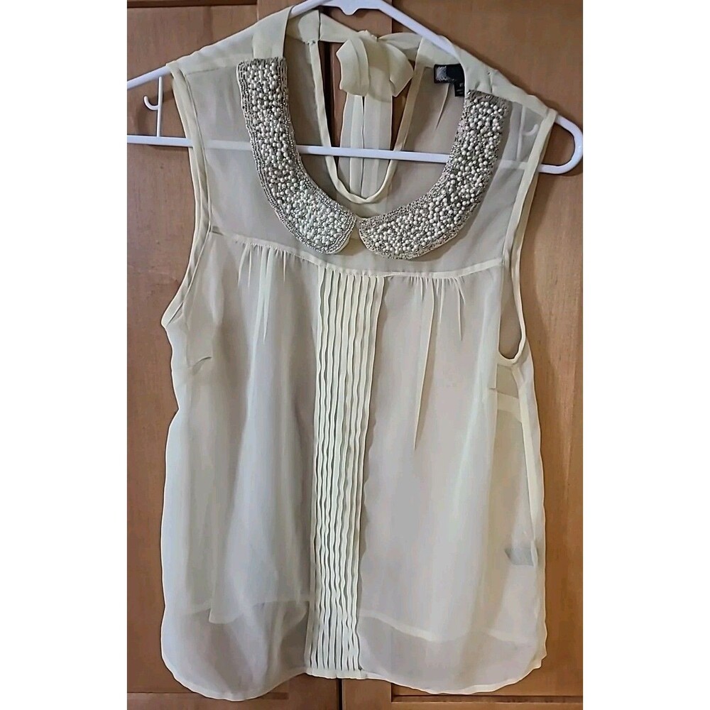J for Justify *Women* Sleeveless XS Beaded Pearl Peter Pan Collar Y2K Fairy